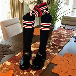 NEW! Givenchy Storm Sock Knit Thigh High Over Knee Rain Boots Black & Red (40)10